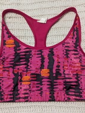 Champion Women's Pink & Orange Patterned Racerback Sports Bra